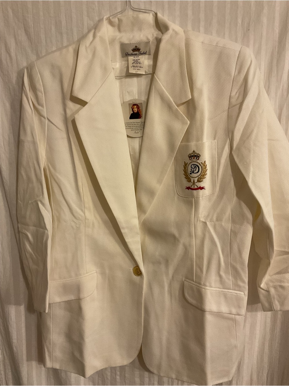NWT Duchess Isabel IVORY Embroidered Crest Blazer 1X